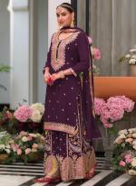 Chinnon Wine Ceremonial Wear Embroidery Work Readymade Plazzo Suit